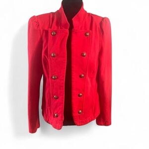 Tommy Hilfiger Red Double-Breasted Military-Style Blazer